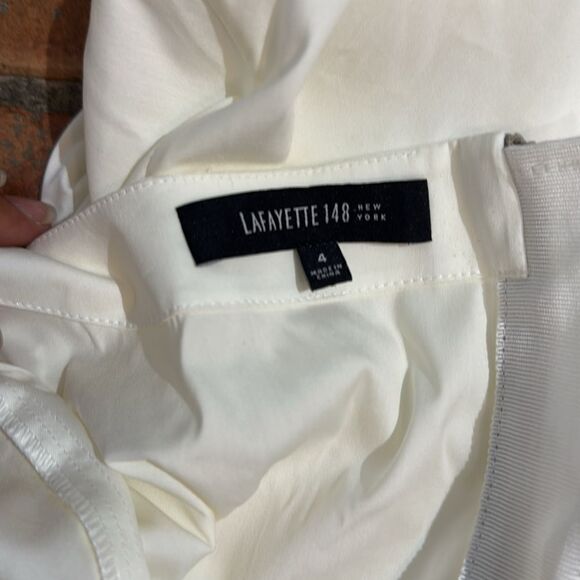 NWOT Lafayette 148 New York Cream Cuffed Sleeve Peplum Blouse Size 4 - Picture 5 of 10